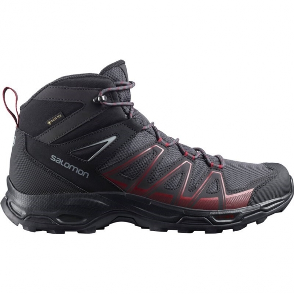 Salomon Herren Multifunktionsstiefel Herren Wanderstiefel Robson Mid - Ebenholz/Phantom/Fahrradrot