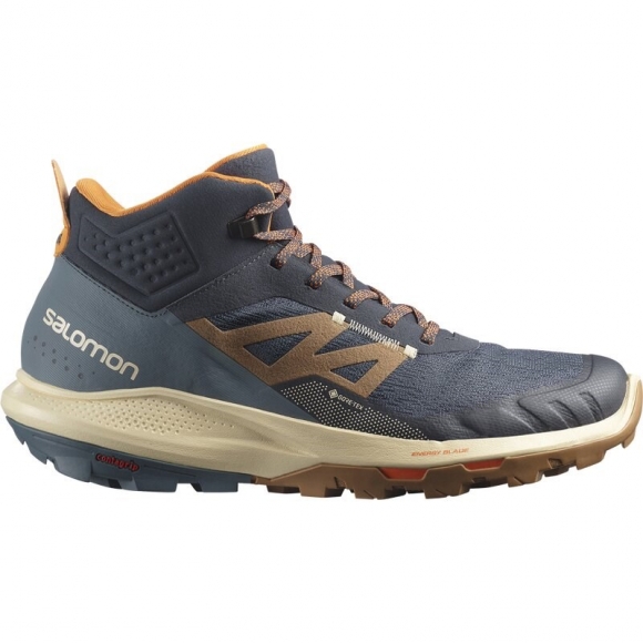 Salomon Herren Multifunktionsstiefel SHOES OUTpulse Mid GTX - Ebenholz/Gebleichter Sand/Leuchtendes Orange