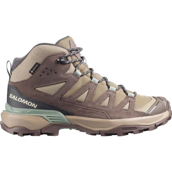 Salomon Damen Multifunktionsstiefel SHOES X ULTRA 360 LTR MID GTX W - Wüstenbraun/Eisen/Grünes Milieu