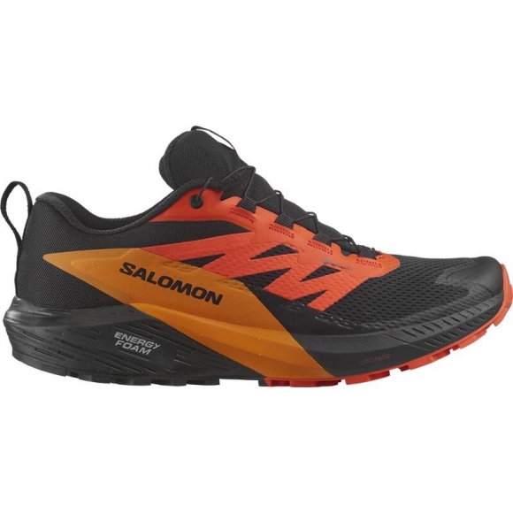Salomon Herren Trailrunningschuhe SHOES SENSE RIDE 5 GTX - Schwarz/Scharlachroter Ibis/Kurkuma
