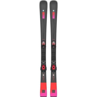 Salomon Damen All-Mountain Ski E - Schwarz/Rot/Zuckerpflaume
