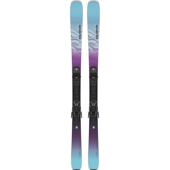 Salomon Damen All-Mountain Ski E STANCE W 80 + M10 GW - Schwarz/Himbeere/Engelsblau