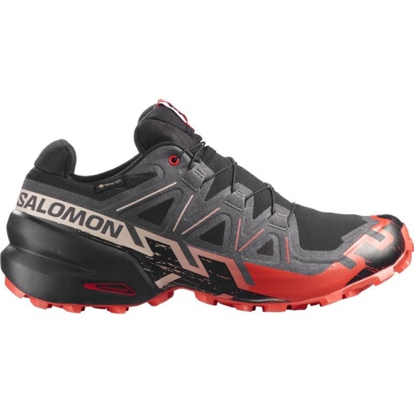 Salomon Herren Trailrunningschuhe SHOES SPEEDCROSS 6 GTX - Schwarz/Feuriges Rot/Mandelmilch