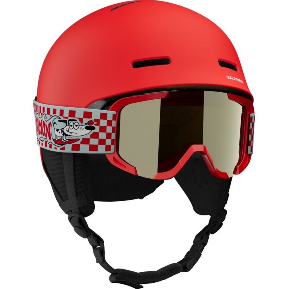Salomon Kinder Helm HELMET PLAYER COMBO Cherry - Kirschtomate
