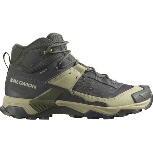 Salomon Herren Multifunktionsstiefel SHOES X ULTRA 5 MID GTX - Torf/Graugrün/Blaue Nächte
