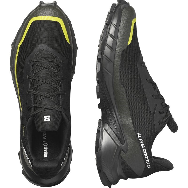 Salomon Herren Trailrunningschuhe SHOES ALPHACROSS 5 GTX - Schwarz/Torf/Schwefelquelle