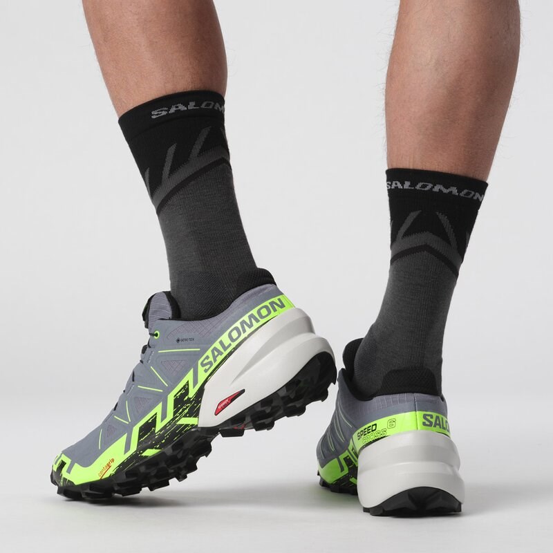 Salomon Herren Trailrunningschuhe SHOES SPEEDCROSS 6 GTX - Flint Stone/Grüner Gecko/Schwarz
