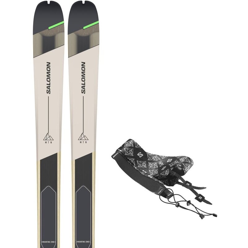 Salomon Herren Freeride Ski T MTN 86 CARBON + Skins - Regentag/Schwarz/Pastell-Neongrün 1