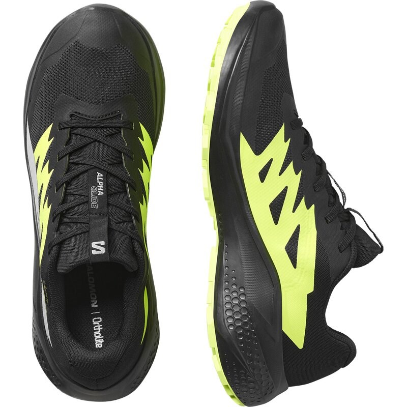 Salomon Herren Trailrunningschuhe SHOES ALPHAGLIDE GTX - Schwarz/Legierung/Scharfes Grün