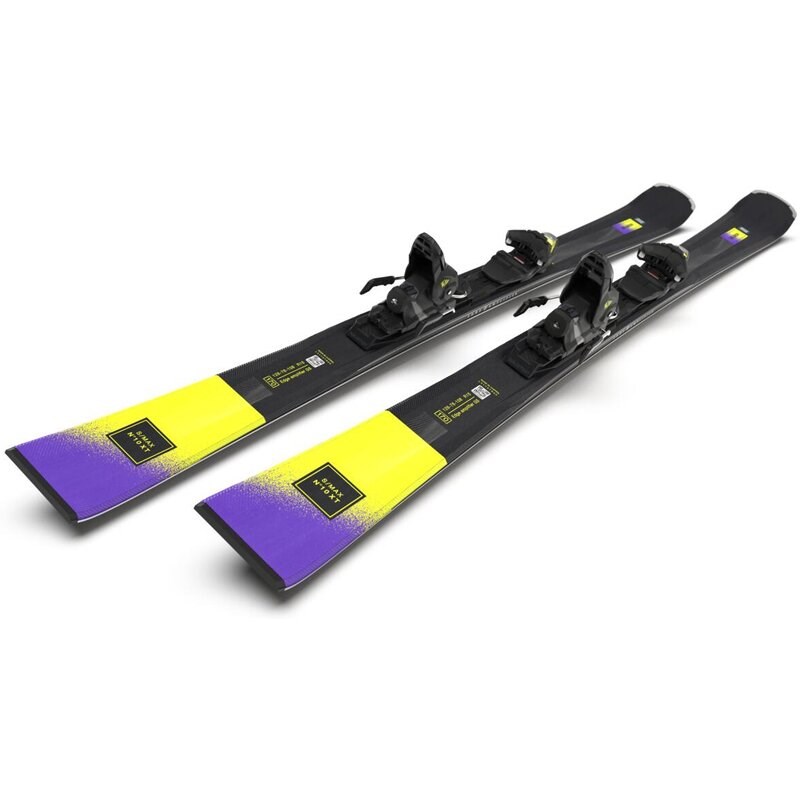 Salomon Damen All-Mountain Ski E - Schwarz/Säuregrün/Dunkelviolett