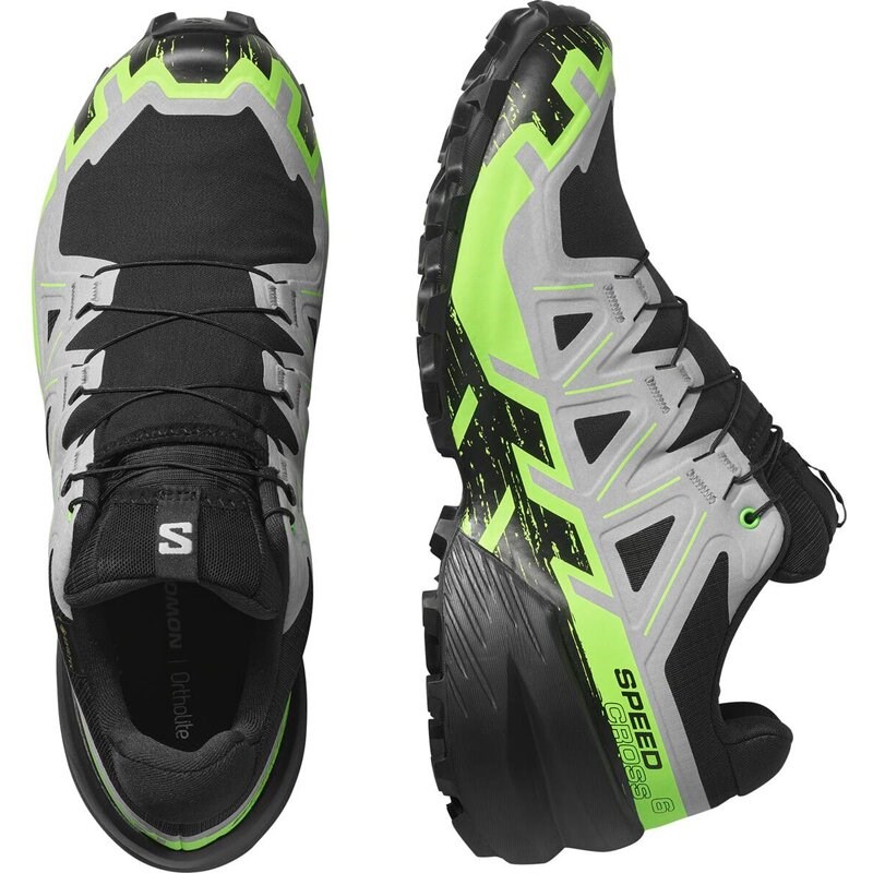 Salomon Herren Trailrunningschuhe SHOES SPEEDCROSS 6 GTX - Schwarz/Legierung/Grüner Gecko