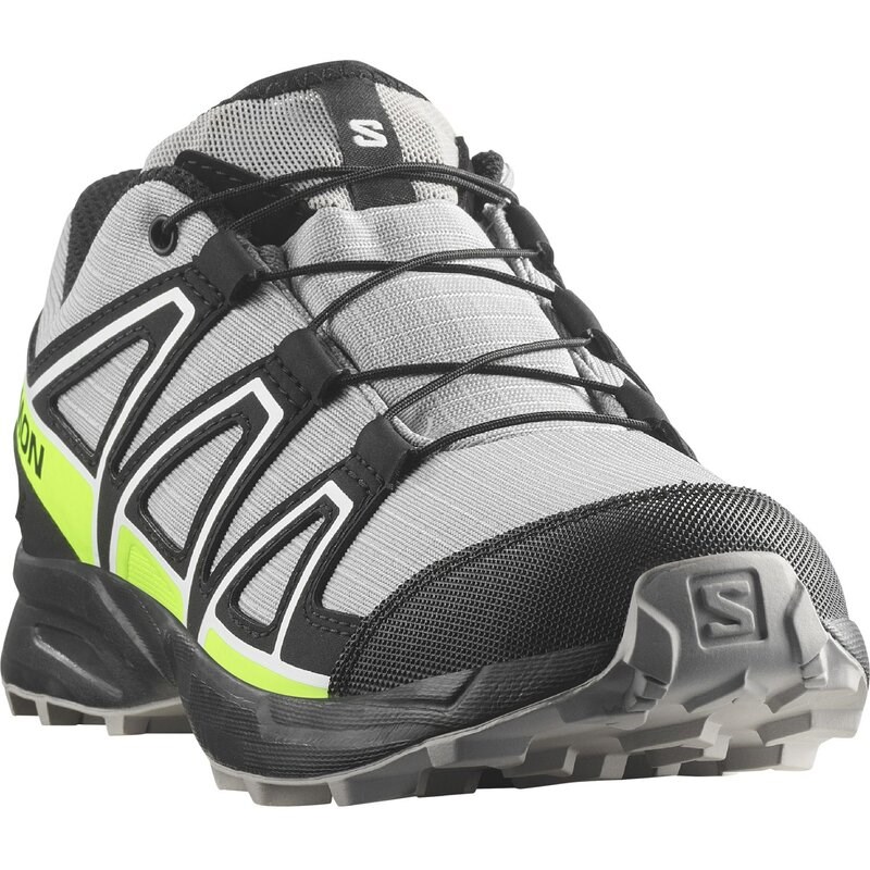 Salomon Kinder Trekkinghalbschuhe SHOES SPEEDCROSS WP J - Legierung/Schwarz/Grüner Gecko