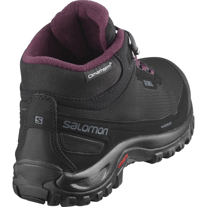 Salomon Damen Outdoorschuhe (Mid) SHELTER CS WP - Schwarz/Ebenholz/Weinprobe