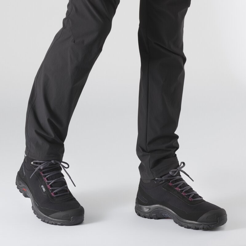 Salomon Damen Outdoorschuhe (Mid) SHELTER CS WP - Schwarz/Ebenholz/Weinprobe