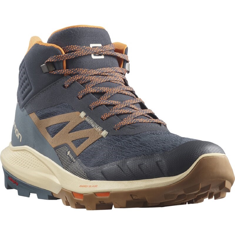 Salomon Herren Multifunktionsstiefel SHOES OUTpulse Mid GTX - Ebenholz/Gebleichter Sand/Leuchtendes Orange