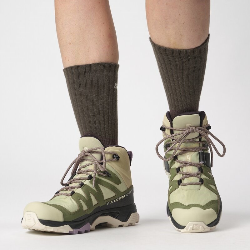 Salomon Damen Multifunktionsstiefel SHOES X ULTRA 4 MID GTX W - Alfalfa/Tiefgrünes Flechtengrün/Mandel Mi 000