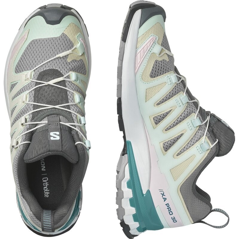 Salomon Damen Trailrunningschuhe SHOES XA PRO 3D V9 W - Gull/White/Bleached Aqua