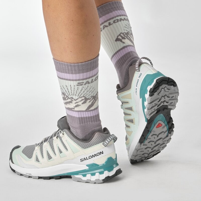 Salomon Damen Trailrunningschuhe SHOES XA PRO 3D V9 W - Gull/White/Bleached Aqua