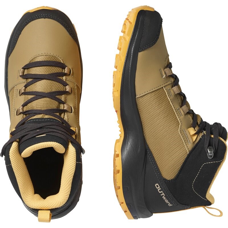 Salomon Kinder Trekkingstiefel SHOES OUTward CSWP J - Safari/Phantom/Warmes Aprikosenrot