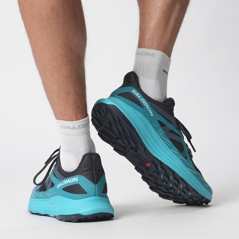 Salomon Herren Trailrunningschuhe SHOES ULTRA FLOW - Kohlenstoff/Tahitianische Flut/Tiefseetauchen
