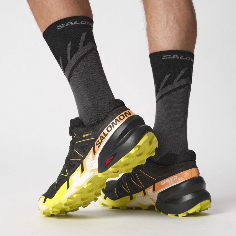 Salomon Herren Trailrunningschuhe SHOES SPEEDCROSS 6 GTX - Schwarz/Schwefelquelle/Paradiesvogel