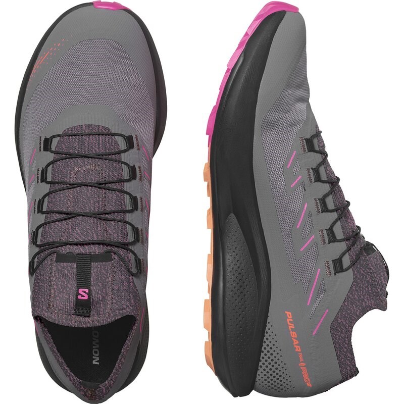 Salomon Herren Trailrunningschuhe SHOES PULSAR TRAIL 2 - Pflaumenkätzchen/Schwarz/Pink Glo