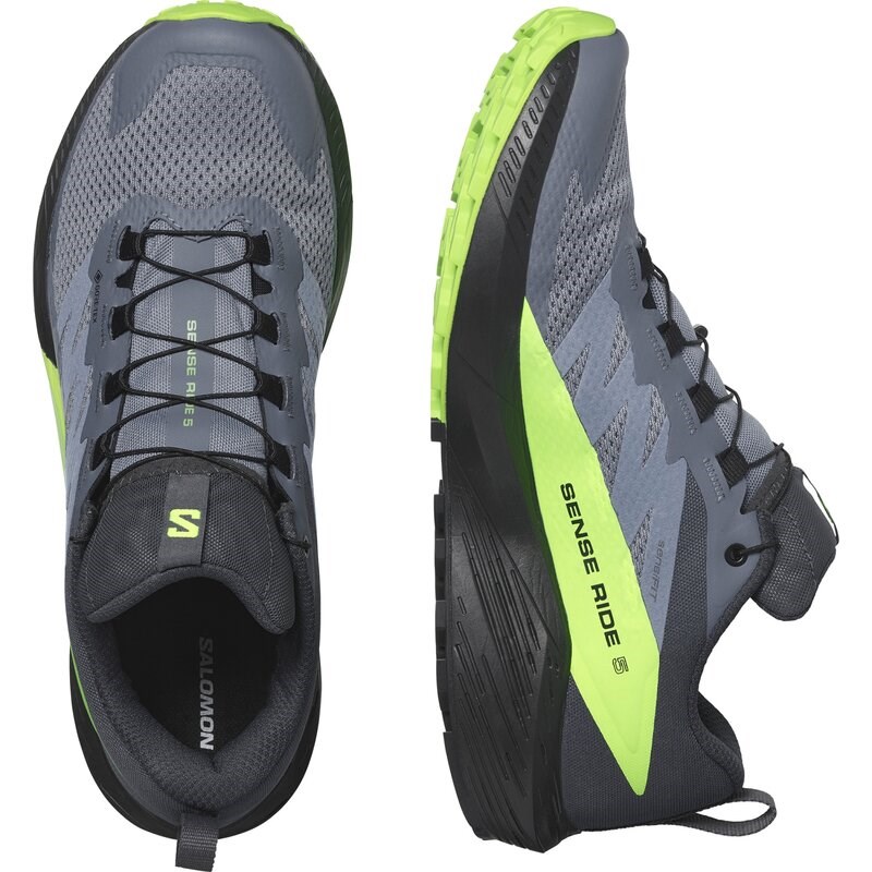 Salomon Herren Trailrunningschuhe SHOES SENSE RIDE 5 GTX - Feuerstein/Schwarz/Grüner Gecko