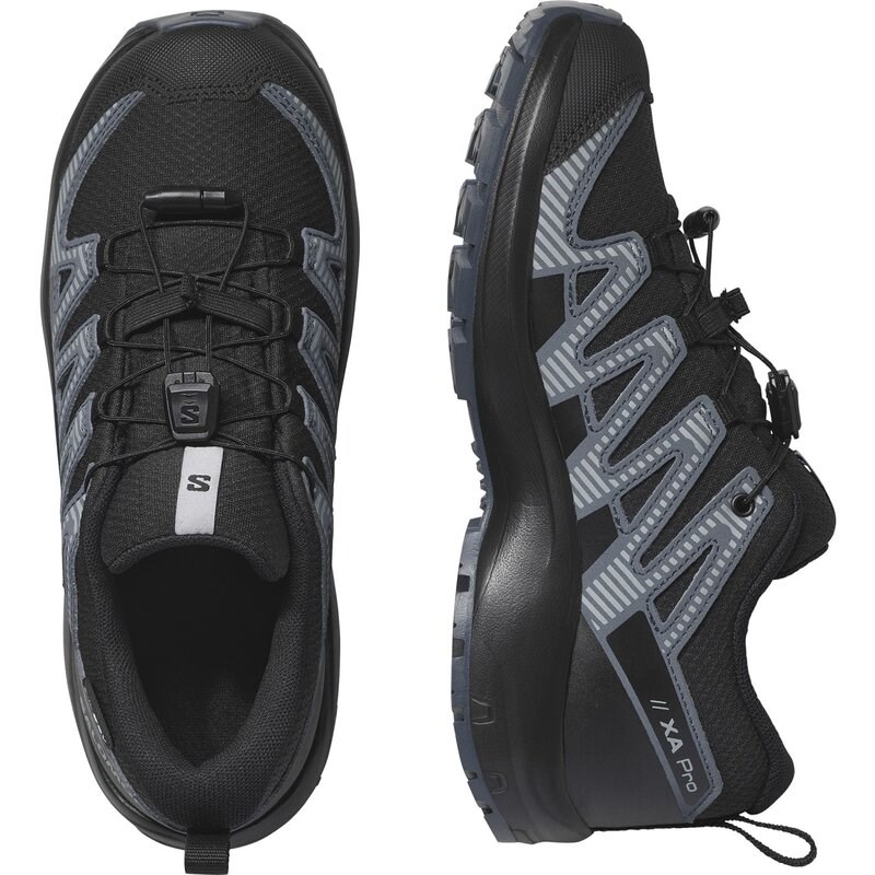 Salomon Kinder Trekkinghalbschuhe SHOES XA PRO V8 WP J - Schwarz/Turbulenz/Steinbruch