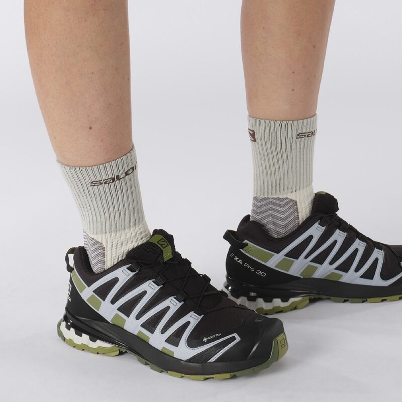 Salomon Damen Trailrunningschuhe SHOES XA PRO 3D v8 GTX W - Schwarz/Grünes Moos/Zenblau