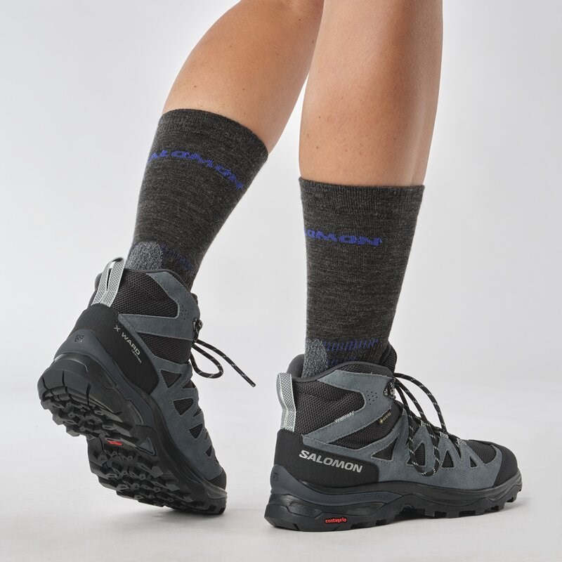 Salomon Damen Trekkingstiefel SHOES X WARD LEATHER MID GTX W India - Tinte/Schwarz/Stürmisches Wetter