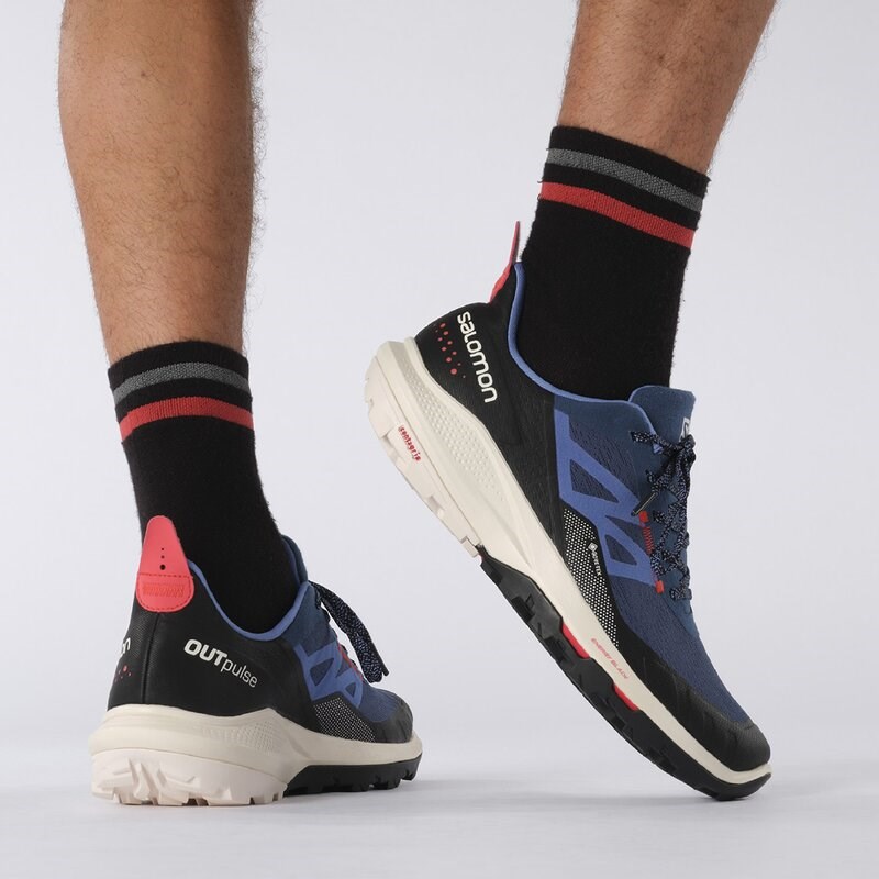 Salomon Herren Multifunktionsschuhe SHOES OUTpulse GTX Estate - Estate-Blau/Vanilleeis/Mohnrot