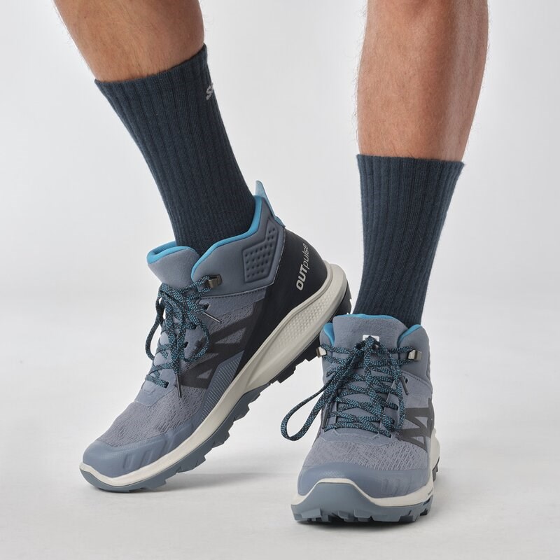 Salomon Herren Multifunktionsstiefel SHOES OUTpulse Mid GTX China - Chinablau/Kohlenstoff/Mondgestein