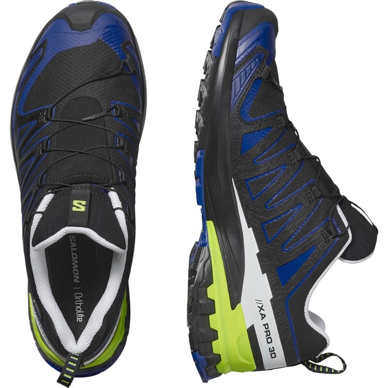 Salomon Herren Trailrunningschuhe SHOES XA PRO 3D V9 GTX - Schwarz/Surf the Web/Sicherheitsgelb