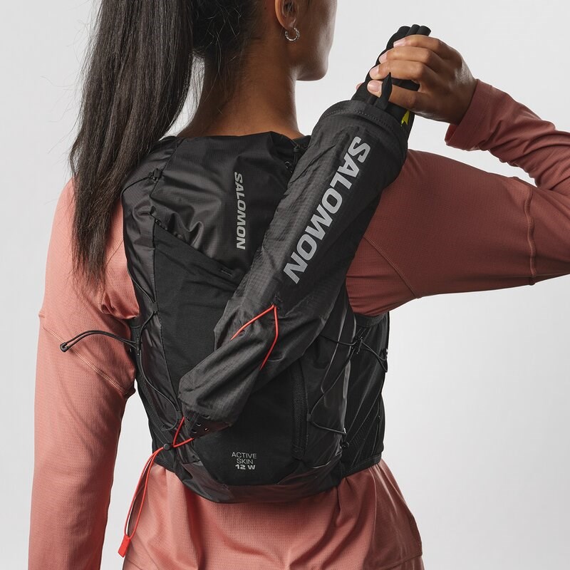 Salomon Rucksack ACTIVE SKIN 12 Women SET - SCHWARZ/METALL