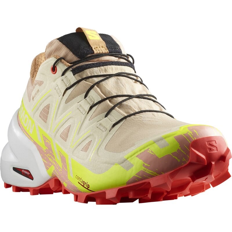 Salomon Damen Trailrunningschuhe SHOES SPEEDCROSS 6 GTX W - Haselnuss/Sicherheitsgelb/Feurige Koralle