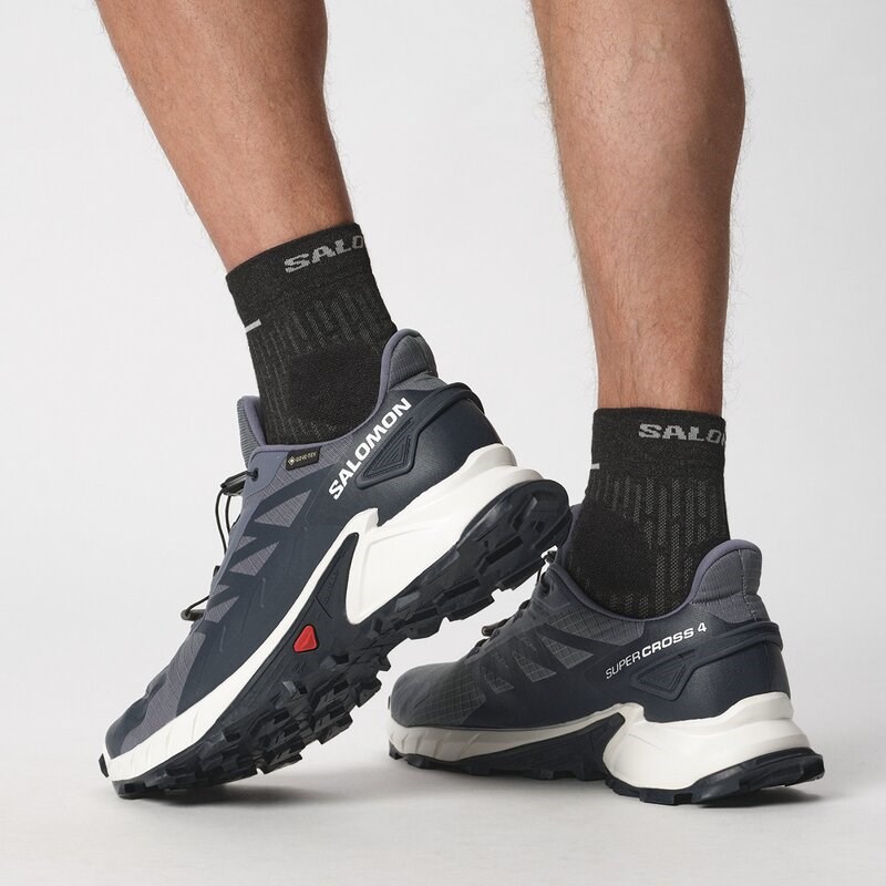 Salomon Herren Trailrunningschuhe SHOES SUPERCROSS 4 GTX - Grisaille/Weiß/Carbon