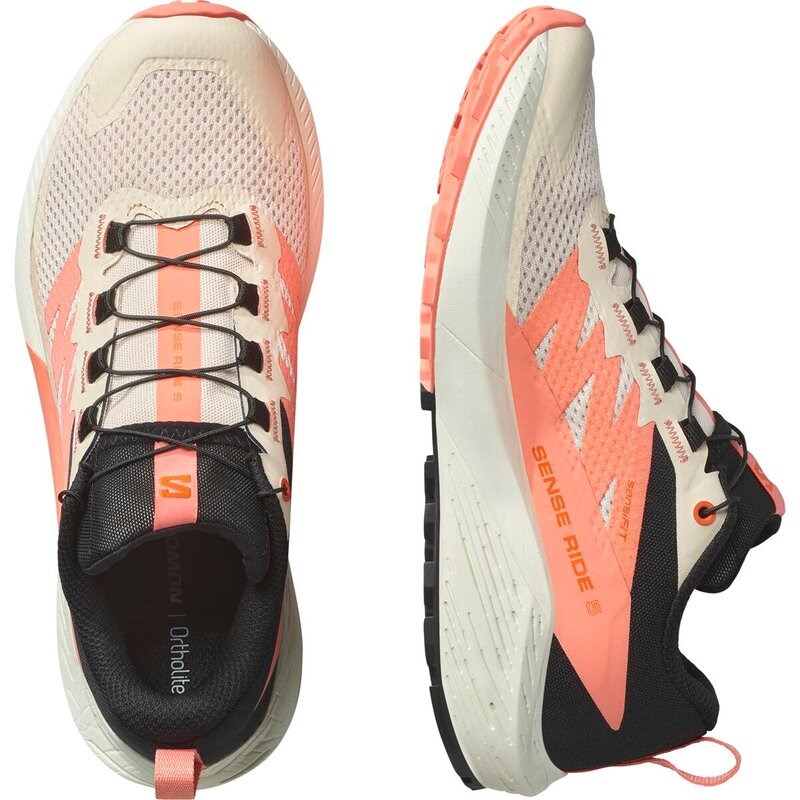 Salomon Damen Trailrunningschuhe SHOES SENSE RIDE 5 W - Zarter Pfirsich/Fusion Coral/Schwarz