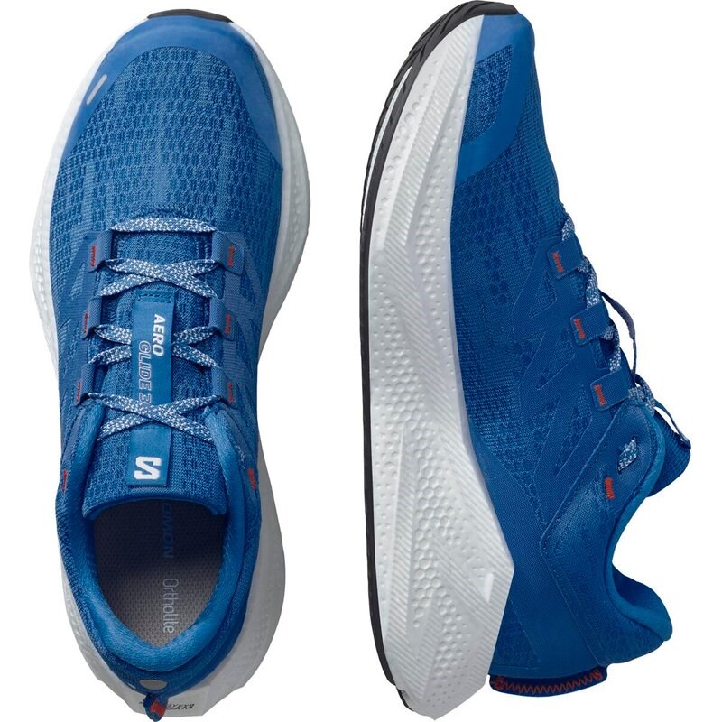 Salomon Herren Laufschuhe SHOES AERO GLIDE 3 French - French Blue/Weiß/Cherry Tomato