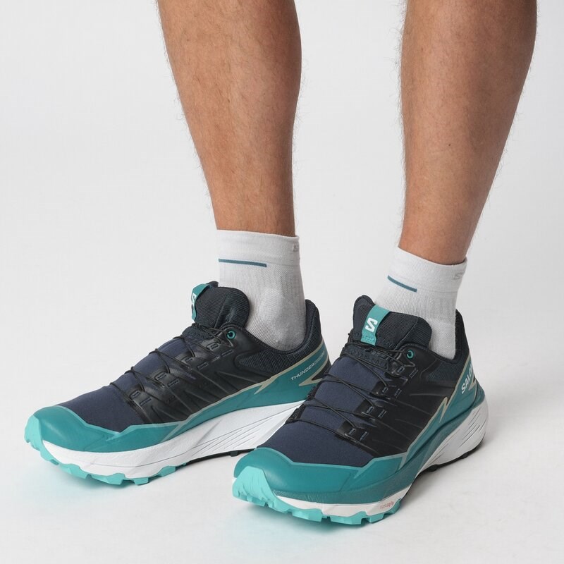 Salomon Herren Trailrunningschuhe SHOES THUNDERCROSS - Kohlenstoff/Tahitianische Flut/Pfau Blau