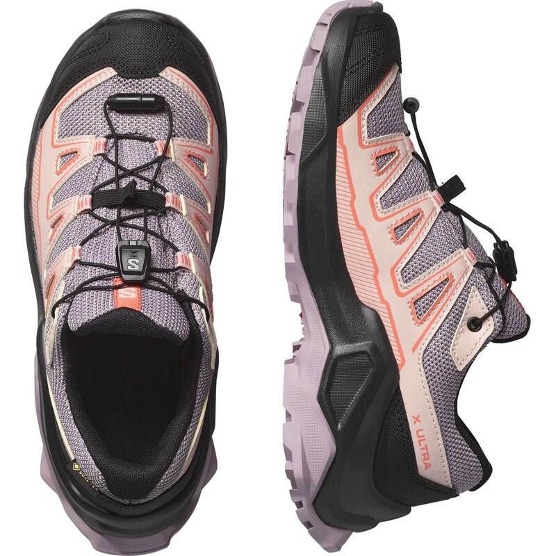 Salomon Kinder Walkingschuhe SHOES X ULTRA GTX J - Nirvana/Schwarz/Fusionskoralle