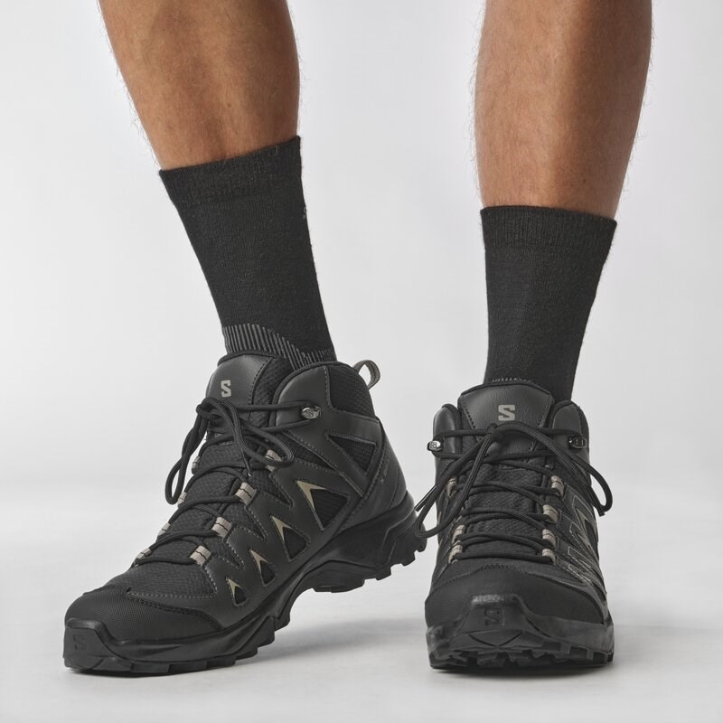 Salomon Herren Multifunktionsstiefel SHOES X BRAZE MID GTX - Schwarz/Phantom/Vintage Khaki