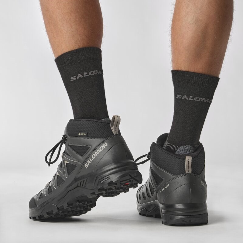 Salomon Herren Multifunktionsstiefel SHOES X BRAZE MID GTX - Schwarz/Phantom/Vintage Khaki