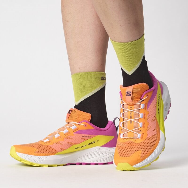 Salomon Damen Trailrunningschuhe SHOES SENSE RIDE 5 W - Paradiesvogelblume/Weiß/Schwefelspirale