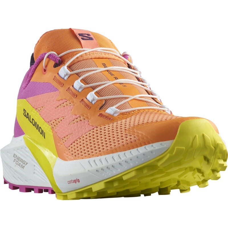 Salomon Damen Trailrunningschuhe SHOES SENSE RIDE 5 W - Paradiesvogelblume/Weiß/Schwefelspirale